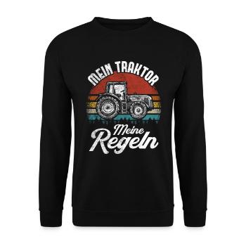 Traktor Trekker Landwirtschaft - Unisex Pullover - Schwarz - Vorne - Alina (178cm) & Michal (187cm)