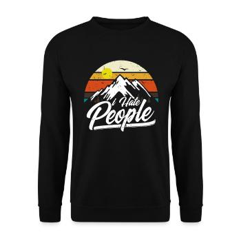 I Hate People Mountains Camping Hiking Gift - Unisex Sweatshirt - black - Front - Alina (178cm) & Michal (187cm)