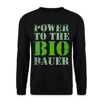 Bio Biobauer Grün Hell - Unisex Pullover - Schwarz - Vorne - Alina (178cm) & Michal (187cm)