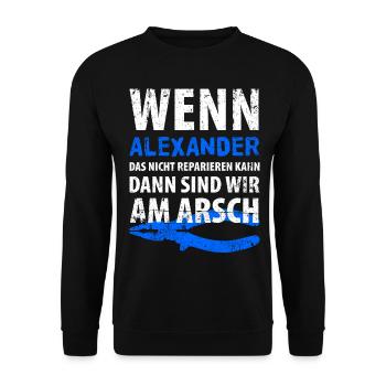 Heimwerker Alexander - Unisex Pullover - Schwarz - Vorne - Alina (178cm) & Michal (187cm)