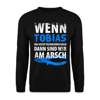 Heimwerker Tobias - Unisex Pullover - Schwarz - Vorne - Alina (178cm) & Michal (187cm)