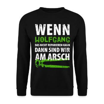 Heimwerker Wolfgang - Unisex Pullover - Schwarz - Vorne - Alina (178cm) & Michal (187cm)