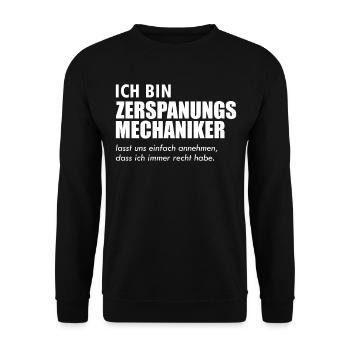 Zerspaner Zerspanungsmechaniker Geschenk - Unisex Pullover - Schwarz - Vorne - Alina (178cm) & Michal (187cm)