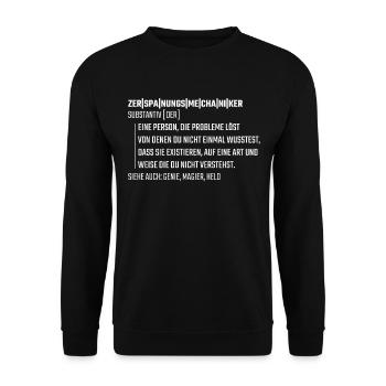Zerspanungsmechaniker Dreher Geschenk - Unisex Pullover - Schwarz - Vorne - Alina (178cm) & Michal (187cm)