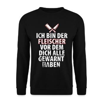 Fleischer Metzger Schlachter - Unisex Pullover - Schwarz - Vorne - Alina (178cm) & Michal (187cm)