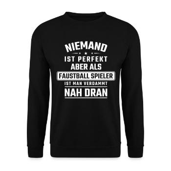 Faustball lustige Sprüche - Unisex Pullover - Schwarz - Vorne - Alina (178cm) & Michal (187cm)
