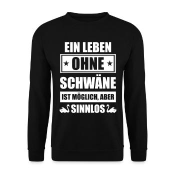 Schwäne Spruch - Unisex Pullover - Schwarz - Vorne - Alina (178cm) & Michal (187cm)