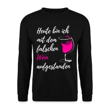 Wein - Unisex Pullover - Schwarz - Vorne - Alina (178cm) & Michal (187cm)