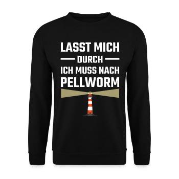 Pellworm Nordsee Strand Sprüche - Unisex Pullover - Schwarz - Vorne - Alina (178cm) & Michal (187cm)