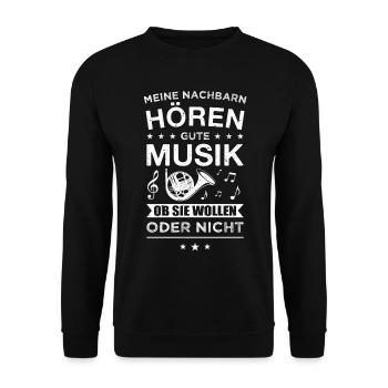 Musique Fanfare Horn sort Musikverein musiciens - Sweat-shirt Unisexe - noir - Devant - Alina (178cm) & Michal (187cm)