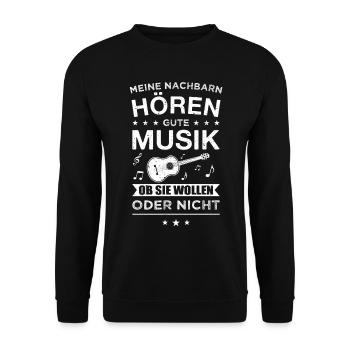 Gitarre Musiker Spruch Gitarrist Instrument Retro - Unisex Pullover - Schwarz - Vorne - Alina (178cm) & Michal (187cm)