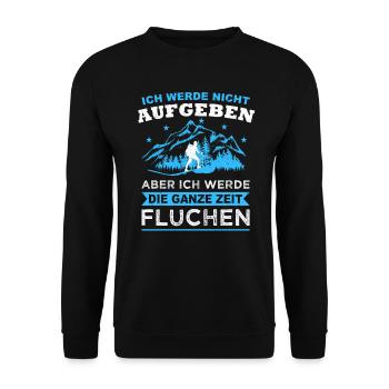Wandern Nicht Aufgeben Fluchen Wander Spruch Retro - Unisex Pullover - Schwarz - Vorne - Alina (178cm) & Michal (187cm)