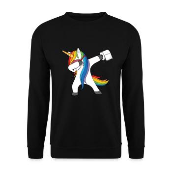Einhorn Klopapier Dabbing Unicorn Lustiges Motiv - Unisex Pullover - Schwarz - Vorne - Alina (178cm) & Michal (187cm)