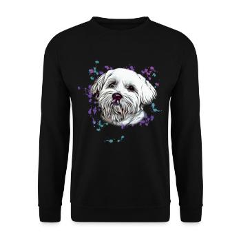 Maltese Dog Hunde Malteser Portrait Geschenk - Unisex Pullover - Schwarz - Vorne - Alina (178cm) & Michal (187cm)