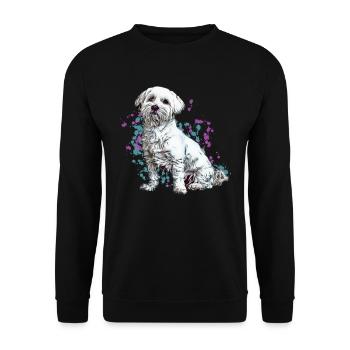 Maltese Dog Hunde Malteser Portrait Geschenk - Unisex Pullover - Schwarz - Vorne - Alina (178cm) & Michal (187cm)
