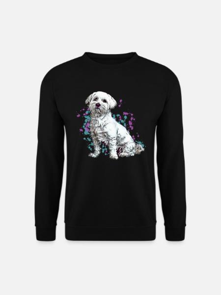 Maltese Dog Dogs Maltese Portrait Gift - Unisex Sweatshirt - black