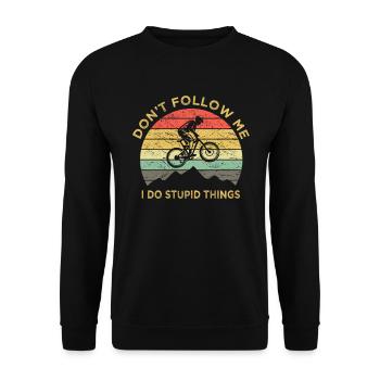 Mountainbike Retro Vintage MTB Spruch Radfahrer - Unisex Pullover - Schwarz - Vorne - Alina (178cm) & Michal (187cm)