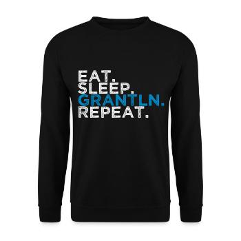 eat sleep grantln repeat bayern geschenkidee - Unisex Pullover - Schwarz - Vorne - Alina (178cm) & Michal (187cm)