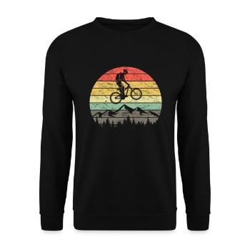 VTT rétro vintage cycliste VTT montagnes - Sweat-shirt Unisexe - noir - Devant - Alina (178cm) & Michal (187cm)