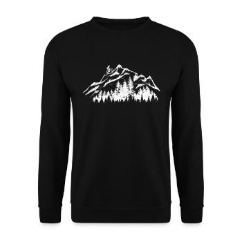 Mountainbike Berge MTB Radfahrer Retro Vintage - Unisex Pullover - Schwarz - Vorne - Alina (178cm) & Michal (187cm)