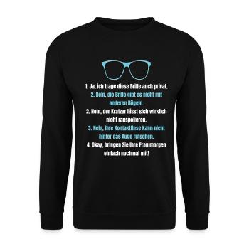 Augenoptiker und BRillenverkäufer Spruch - Unisex Pullover - Schwarz - Vorne - Alina (178cm) & Michal (187cm)