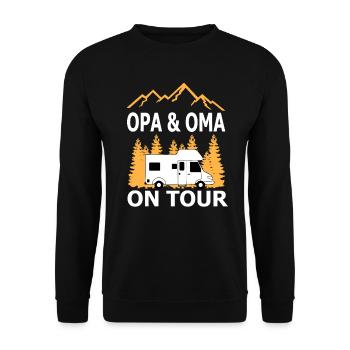 Grand-père et grand-mère en tour caravane camping-car - Sweat-shirt Unisexe - noir - Devant - Alina (178cm) & Michal (187cm)
