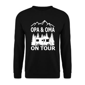 camping-car caravane grand-père et grand-mère on tour camping - Sweat-shirt Unisexe - noir - Devant - Alina (178cm) & Michal (187cm)