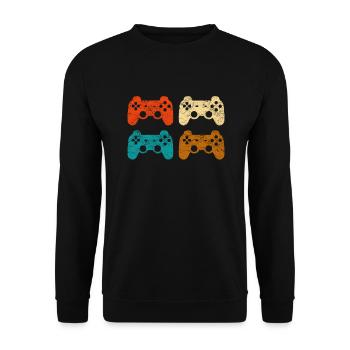 Contrôleur de jeu rétro vintage gamer gaming - Sweat-shirt Unisexe - noir - Devant - Alina (178cm) & Michal (187cm)