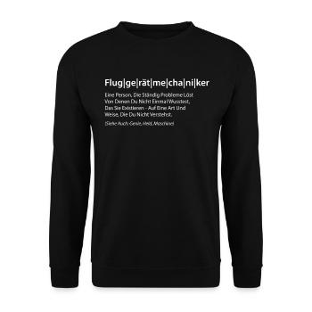 Fluggerätmechaniker Spruch - Unisex Pullover - Schwarz - Vorne - Alina (178cm) & Michal (187cm)