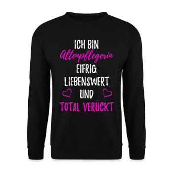 Altenpflegerin - Pflege - Unisex Pullover - Schwarz - Vorne - Alina (178cm) & Michal (187cm)