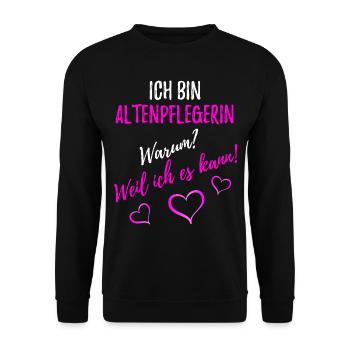 Altenpflegerin - Pflege - Unisex Pullover - Schwarz - Vorne - Alina (178cm) & Michal (187cm)