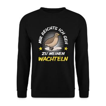 Wachtel Wachteln - Unisex Pullover - Schwarz - Vorne - Alina (178cm) & Michal (187cm)
