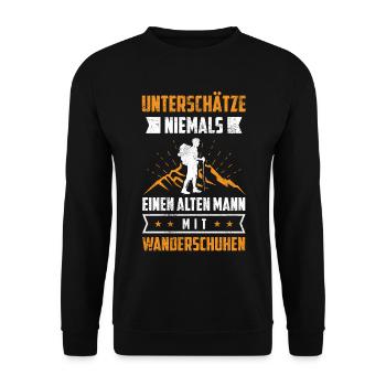 Opa Rentern Wandern Spruch outdoor Geschenk - Unisex Pullover - Schwarz - Vorne - Alina (178cm) & Michal (187cm)