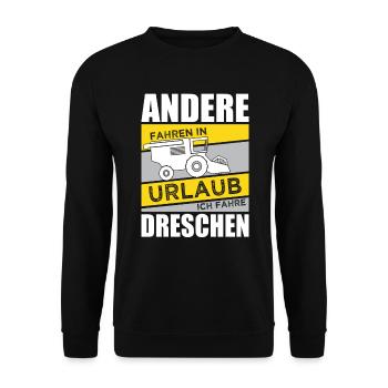 Ich fahre dreschen Mähdrescher Landwirt Spruch - Unisex Pullover - Schwarz - Vorne - Alina (178cm) & Michal (187cm)