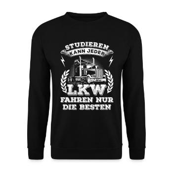 LKW-Fahrer Berufskraftfahrer Fernfahrer Geschenk - Unisex Pullover - Schwarz - Vorne - Alina (178cm) & Michal (187cm)