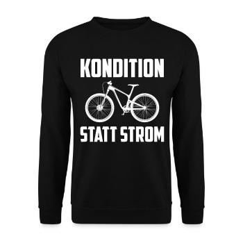 Kondition statt Strom anti ebike e bike - Unisex Pullover - Schwarz - Vorne - Alina (178cm) & Michal (187cm)