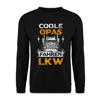 LKW Opa Geschenkidee - Unisex Pullover - Schwarz - Vorne - Alina (178cm) & Michal (187cm)