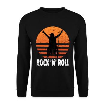 Rock'n' Roll Sonnenuntergang Rollstuhlfahrerer - Unisex Pullover - Schwarz - Vorne - Alina (178cm) & Michal (187cm)