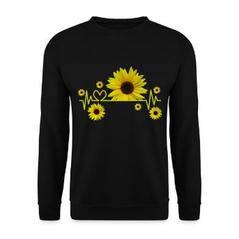Sunflower, sunflower, heartbeat, heart, flower - Unisex Sweatshirt - black - Front - Alina (178cm) & Michal (187cm)