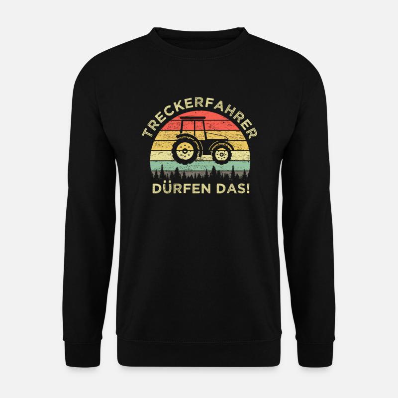 Treckerfahrer dürfen das Traktor Retro Vintage - Unisex Pullover - Schwarz
