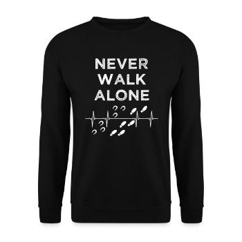 Chevaux de cavalier disant Never Wak Alone Heartbeat - Sweat-shirt Unisexe - noir - Devant - Alina (178cm) & Michal (187cm)