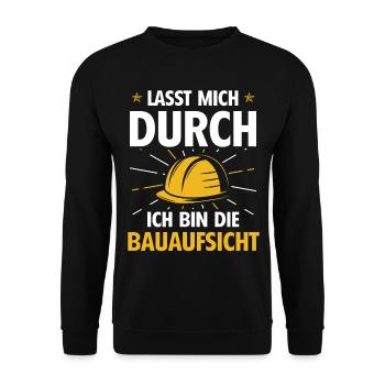 Bauaufsicht Bauleiter Spruch - Unisex Pullover - Schwarz - Vorne - Alina (178cm) & Michal (187cm)