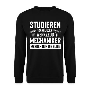 Werkzeugmechaniker Werkzeugmacher Spruch - Unisex Pullover - Schwarz - Vorne - Alina (178cm) & Michal (187cm)