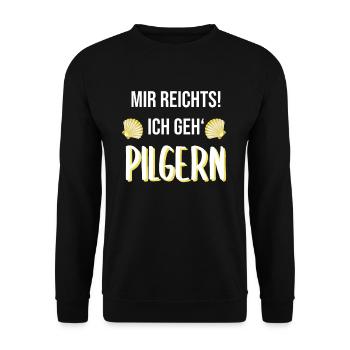 Mir reichts, ich geh pilgern Pilgerspruch - Unisex Pullover - Schwarz - Vorne - Alina (178cm) & Michal (187cm)
