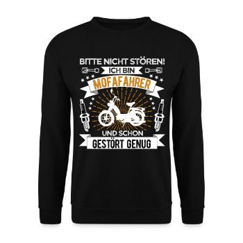 Mofafahrer Mofa - Unisex Pullover - Schwarz - Vorne - Alina (178cm) & Michal (187cm)