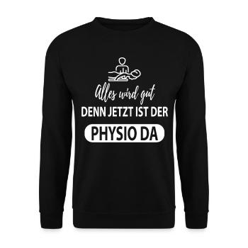 Physiotherapeut Humorvoll Geschenk Spruch Lustig - Unisex Pullover - Schwarz - Vorne - Alina (178cm) & Michal (187cm)