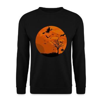 Halloween lune avec chauve-souris citrouille sorcière corbeau - Sweat-shirt Unisexe - noir - Devant - Alina (178cm) & Michal (187cm)