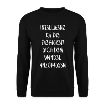 Intelligenz ist die Fähigkeit Spruch Intelligent - Unisex Pullover - Schwarz - Vorne - Alina (178cm) & Michal (187cm)