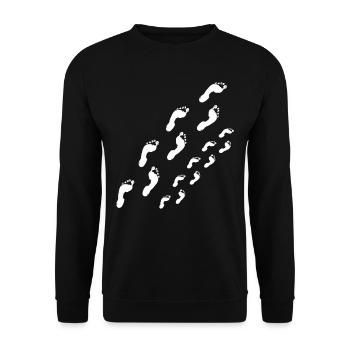 Mama Papa Sohn Tochter Fußspuren Geschenkidee - Unisex Pullover - Schwarz - Vorne - Alina (178cm) & Michal (187cm)