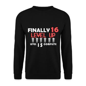 16th birthday, gamer birthday, gamer 16th - Unisex Sweatshirt - black - Front - Alina (178cm) & Michal (187cm)